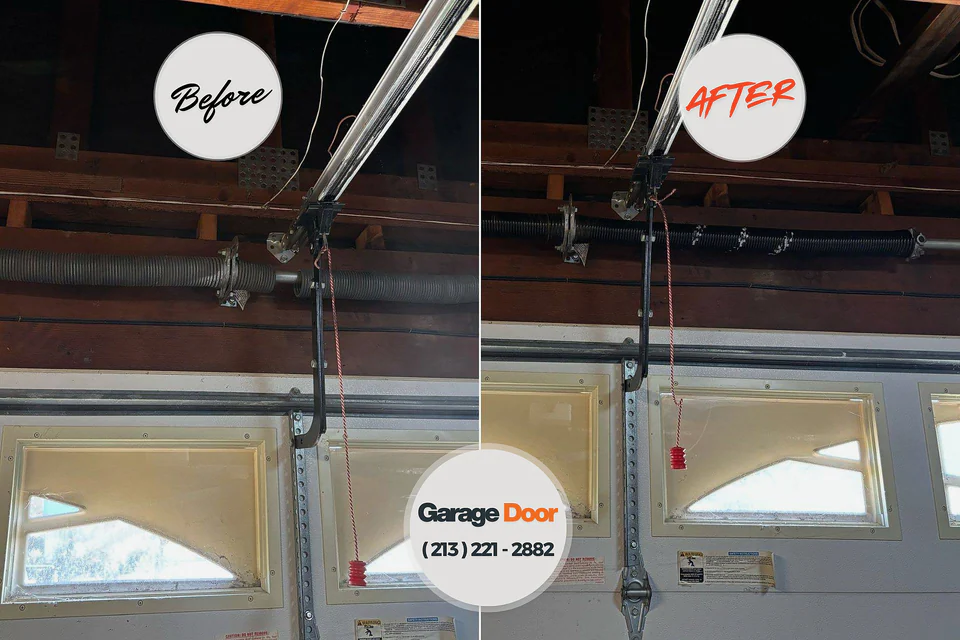 Before and after: garage door repair Westwood, KS